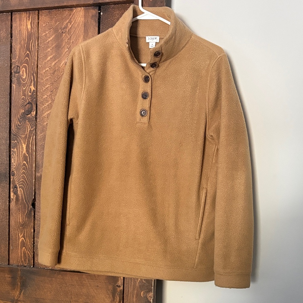 J. Crew Tan Fleece Button-Up